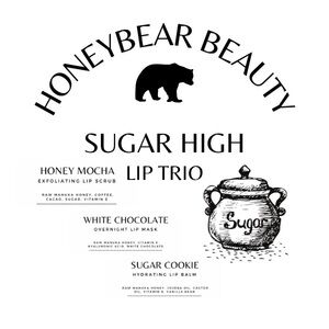 HoneyBear Beauty Sugar High 3-Piece Lip Trio Boxed Set - Scrub, Mask & Balm